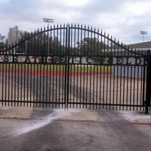 Gate leading to an athletic field