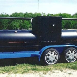 A long smoker on a trailer